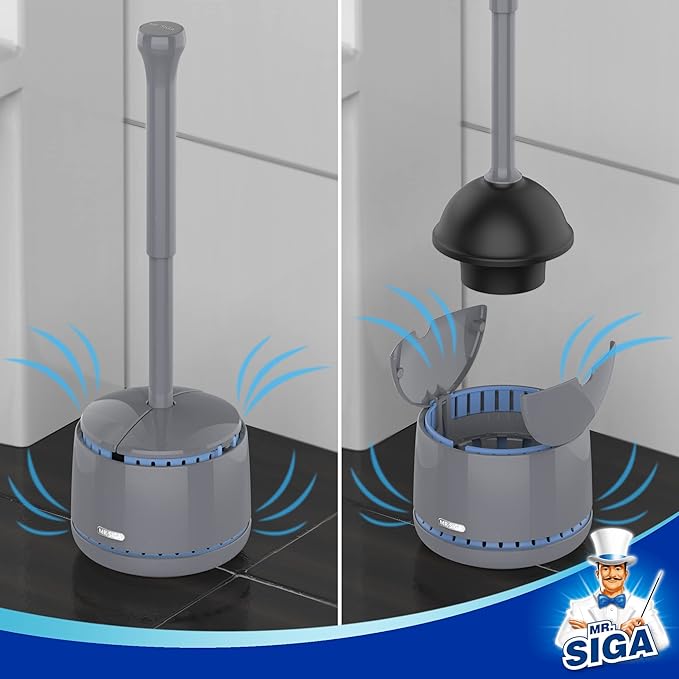 MR.SIGA Toilet Plunger with Holder, Heavy Duty Plunger with Sturdy Handle - Image 6