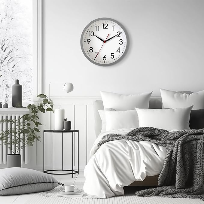 AKCISOT Wall Clock 10 Inch Silent Non-Ticking Modern Clocks Battery Operated - Image 4