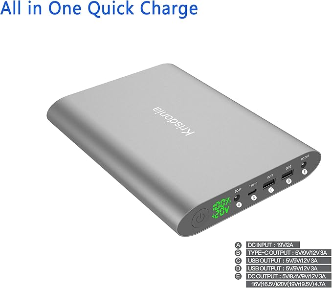 Krisdonia Portable Laptop Charger 185Wh/50000mAh External Battery Pack Power - Image 2