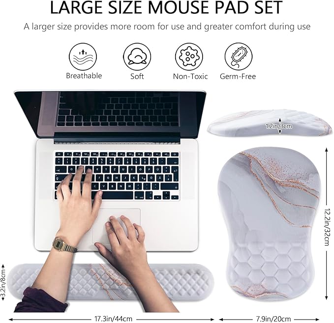 Mouse Pad Wrist Support, Laokiiy 2 in1 Keyboard Wrist Rest+ Ergonomic Mouse Pad - Image 5