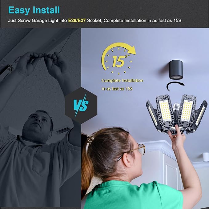 CHENGCHILIT LED Garage Light 4 Pack - 200w 20000LM 6500K Garage Lights Ceiling - Image 6