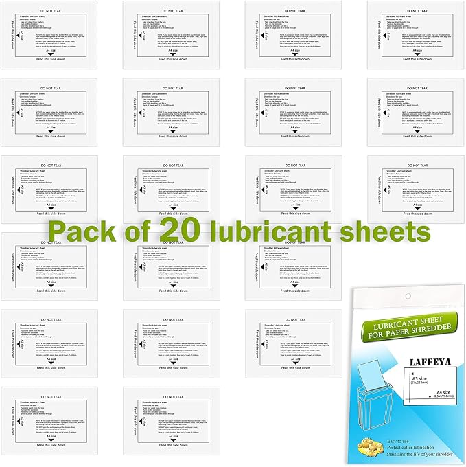 laffeya Shredder Lubricant Sheets & Paper Shredder Sharpening Cleaning Sheet - Image 6