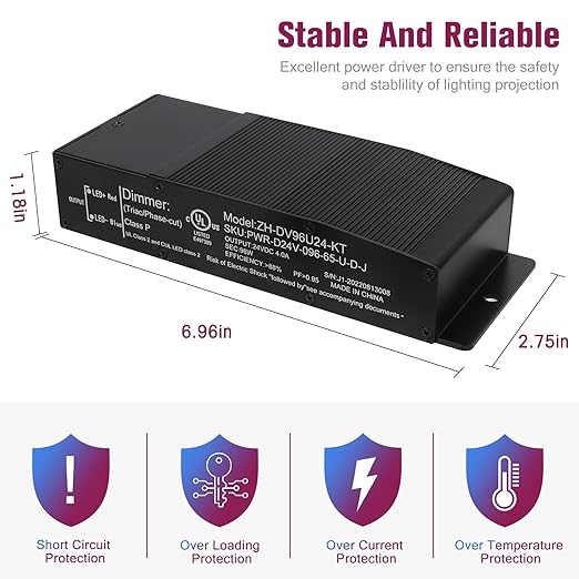 EMITEVER Dimmable LED Driver, 96W 24V Triac Power Supply, AC to DC LED - Image 3