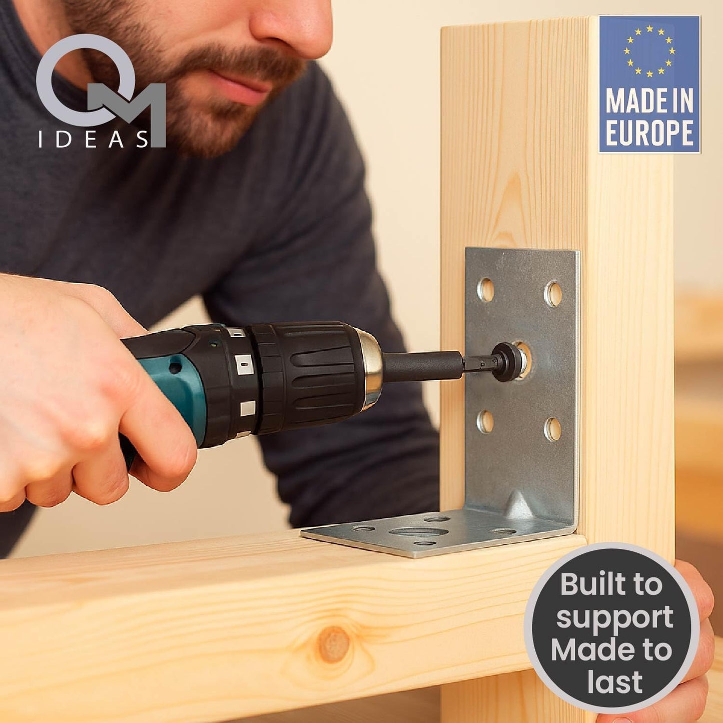 10 Pack Angle Brackets (1.97" x 1.97" x 1.38") Heavy Duty Corner Sleeper Bracket with Beading Timber Wood Metal Joining Fixing L Galvanised Steel Sheet Connector