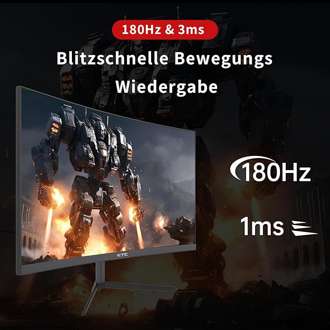 KTC 24 Inch 1500R Curved Gaming Monitor, 180Hz 1ms FHD 1080p VA Monitor - Image 2