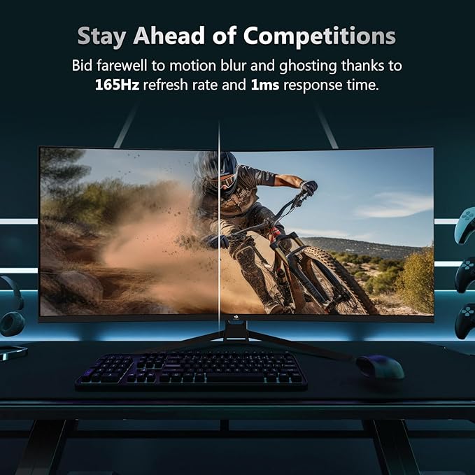 Z-Edge 34" Curved Gaming Monitor, WQHD 1440P 165Hz 144Hz PC Monitor, MPRT 1ms - Image 2