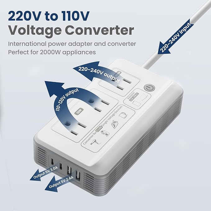 Mapambo 2000W Voltage Converter US to Europe, 7 in 1 Converter - Image 4