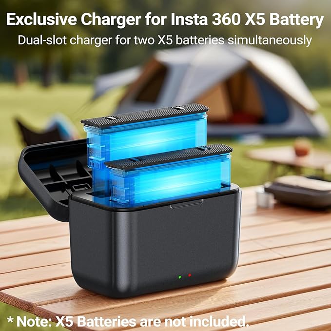 POWEROWL Charger for Insta 360 X5 Battery, Dual Port Fast Charging Case for - Image 2