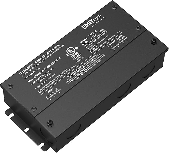 EMITEVER 60W Dimmable LED Driver, 24V Triac Dimmable Power Supply, AC to DC by EMITEVER