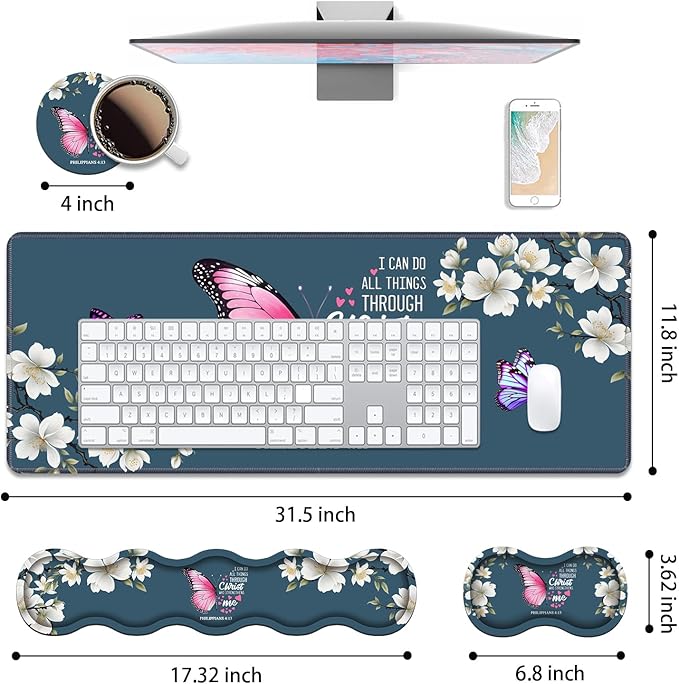 Ergonomic Keyboard Wrist Rest & Mouse Pad Wrist Rest Set, Large XXL Gaming Desk - Image 2
