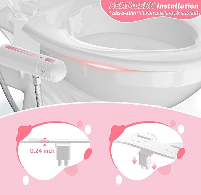 Ultra-Slim Bidet Attachment for Toilet, Non-Electric Dual Nozzle, Adjustable - Image 2