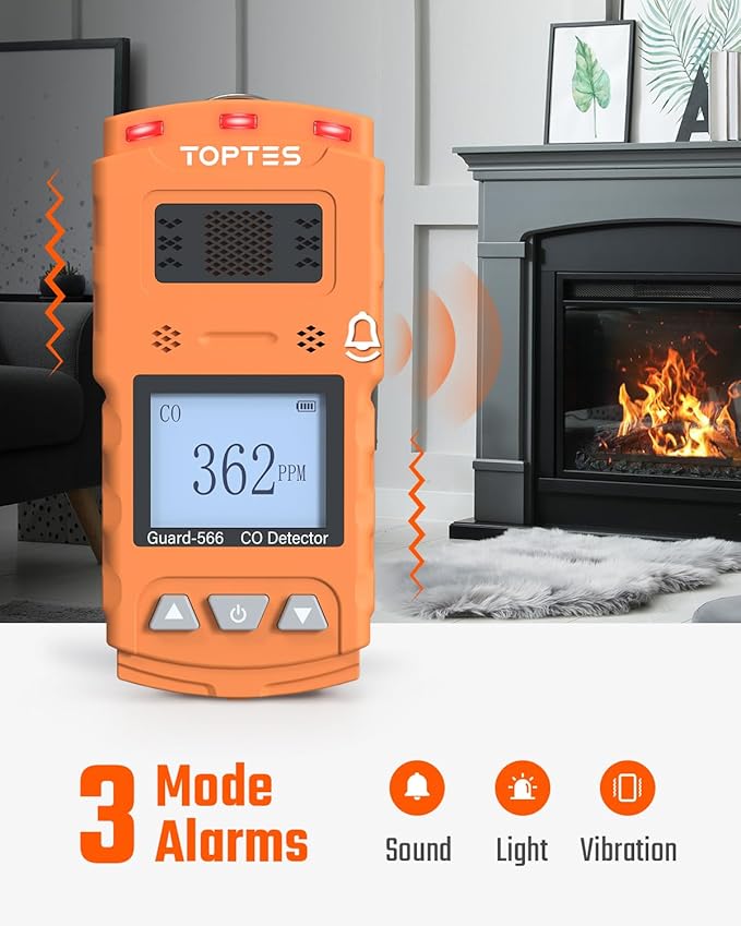 TopTes Guard-566 Portable Carbon Monoxide Detector, Rechargeable CO Detector - Image 4