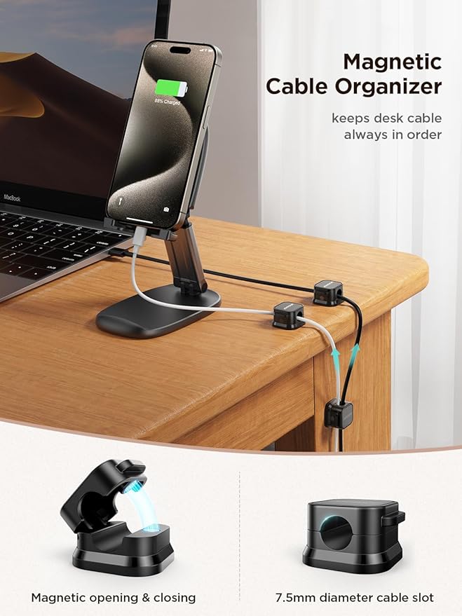 12 Pack Magnetic Cable Management Clips, Phone Electric Charging Cord Holder - Image 2