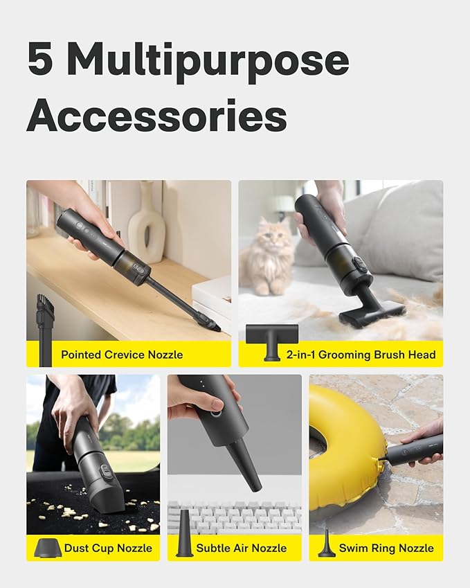 HOTO Handheld Car Vacuum Cleaner Cordless, 4-in-1 Portable Mini Vacuum - Image 4