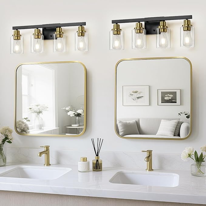 DIKAIDA Bathroom Vanity Light, 4-Light Black and Gold Bathroom Light Fixtures - Image 2