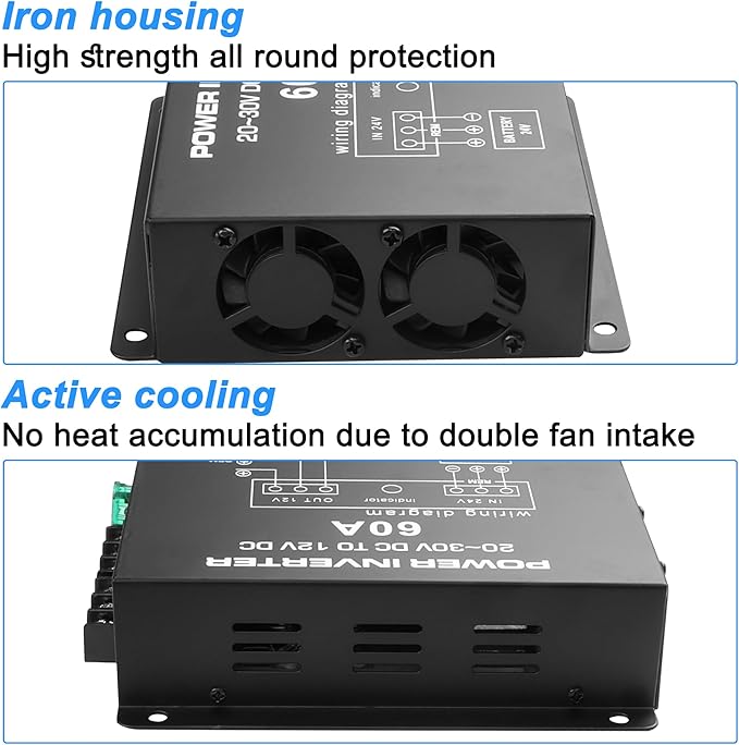 MEIRIYFA DC 24v to 12v 60A Power Converter Inverter, DC Step Down 24v to 12v - Image 3