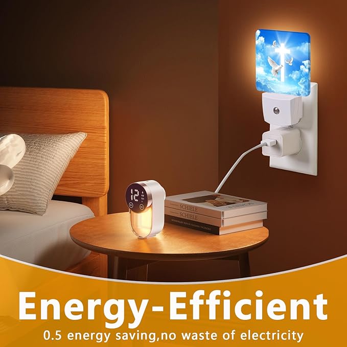 GANTINIR Cross Heaven Night Light, Plug-into Blessed Nightlight White LED Lamp - Image 7