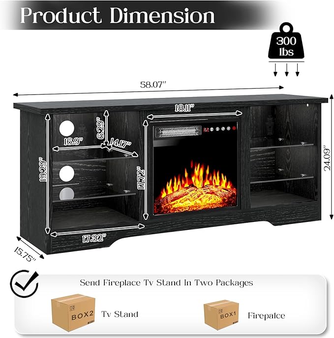 VITESSE 58 Inches Fireplace TV Stand - Image 2