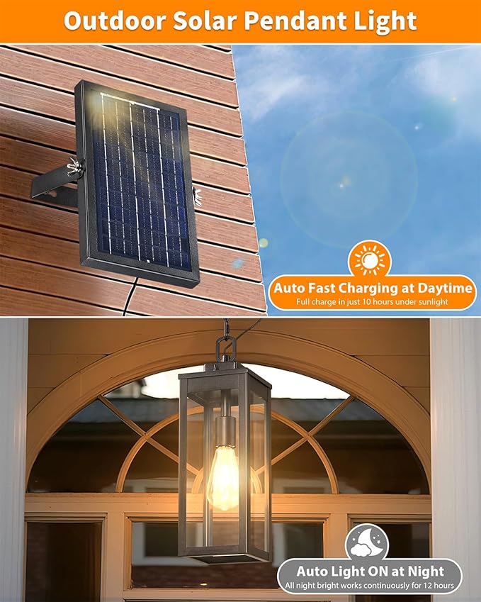 15'' Large Solar Pendant Light Outdoor, Modern Outside Chandelier Outdoor - Image 2