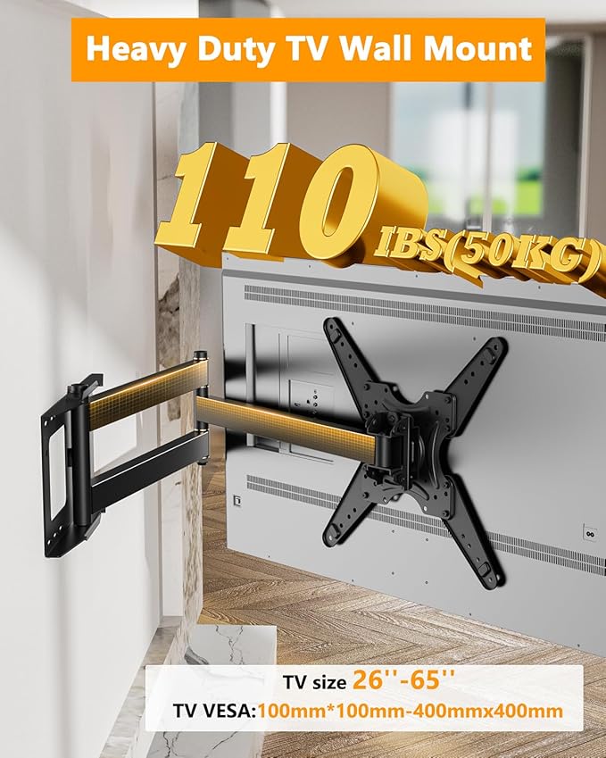 Extra Long Arm TV Wall Mount 48'' Extension, Rotating TV Wall Mount 180° Heavy - Image 6