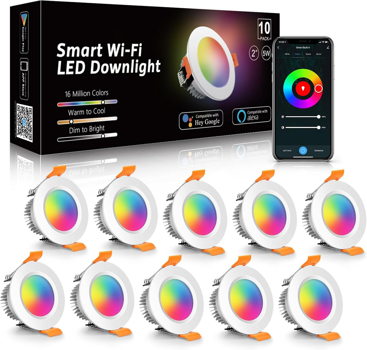 LightingWill 2 Inch LED Recessed Lighting, Smart WiFi LED Downlight, 5W Ceiling