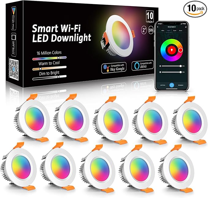 LightingWill 2 Inch LED Recessed Lighting, Smart WiFi LED Downlight, 5W Ceiling by LightingWill