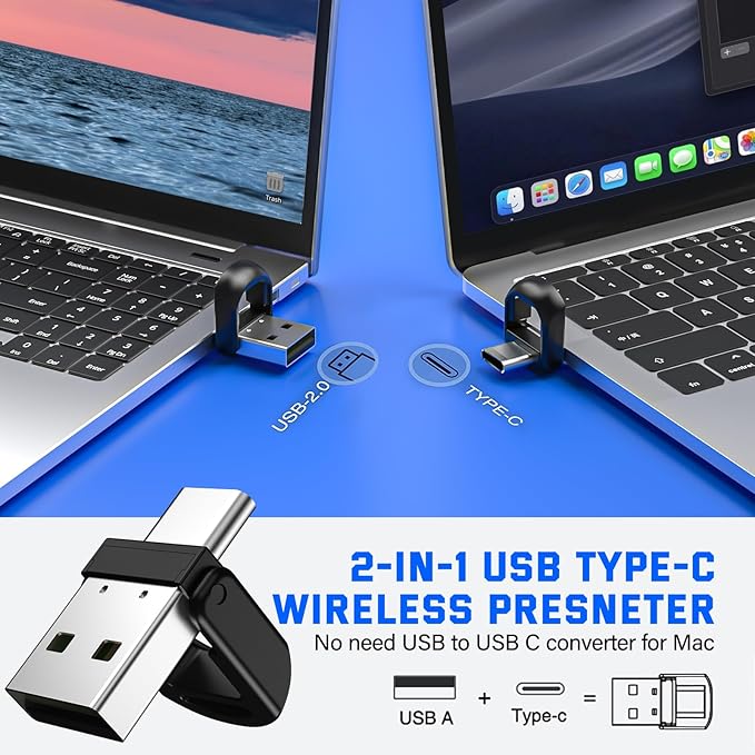 2-in-1 USB Type C Presentation Clicker Wireless Presenter Remote Clicker - Image 2