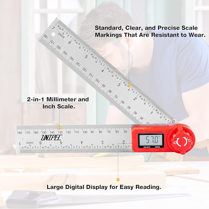 UNIPEC Digital Angle Finder Protractor, Angle Finder Ruler, Stainless steel - Image 7