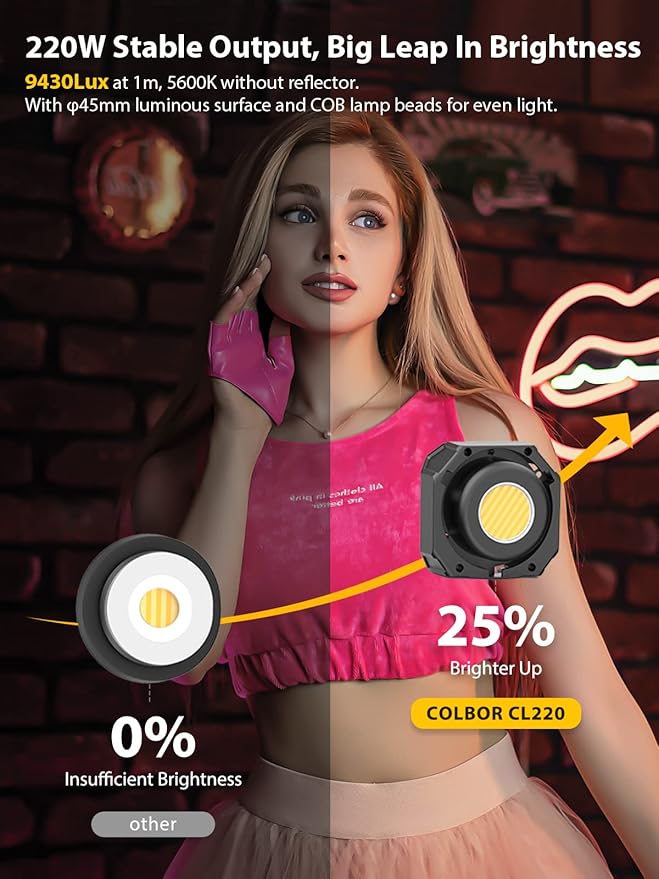 Video Light, COLBOR CL220 Lite 220W Continuous Lighting 2700-6500K Bi-Color - Image 2