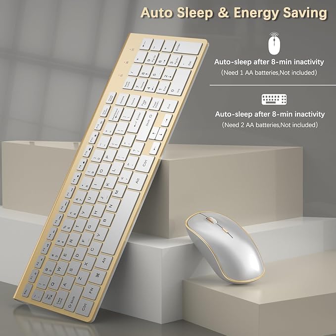 J JOYACCESS Wireless Keyboard and Mouse Combo, Ergonomic and Quiet Wireless - Image 3