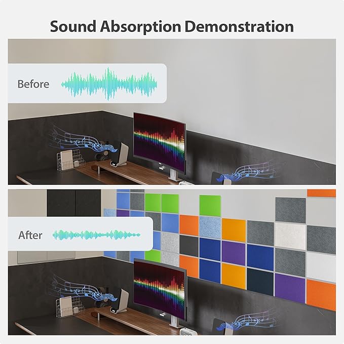 Amantech 12 Pack Acoustic Panels Self Adhesive Sound Proof Foam, High Density - Image 3
