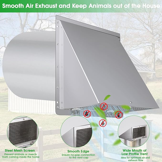 10 Inch Wall Vent Exhaust Vent Cover, Hooded Wall Vent - Image 3