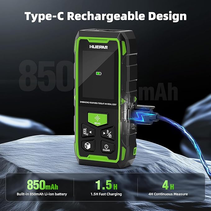Huepar Professional Dual Laser Measuring Tool 393ft, Rechargeable Bilateral - Image 9