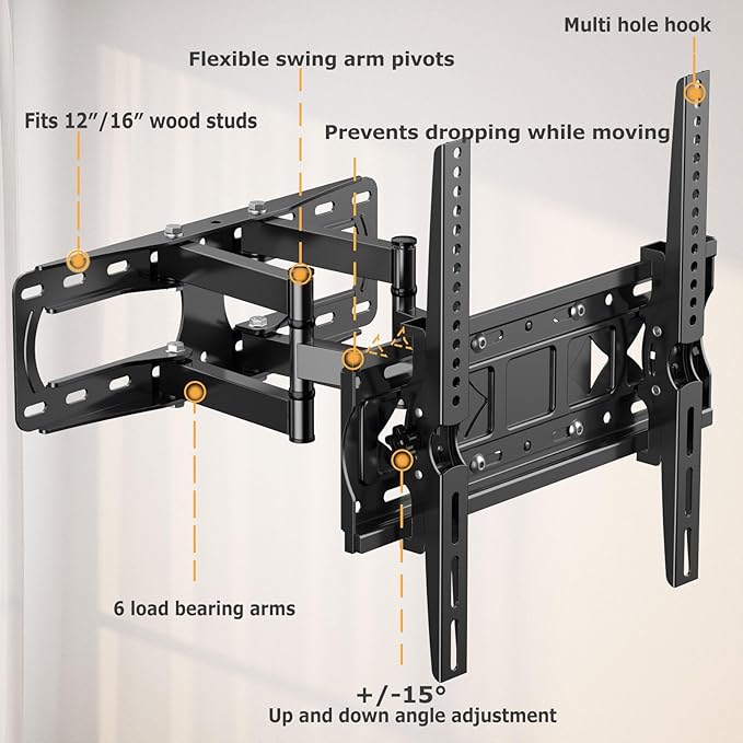 WNJQBY Full Motion TV Wall Mount - Image 2