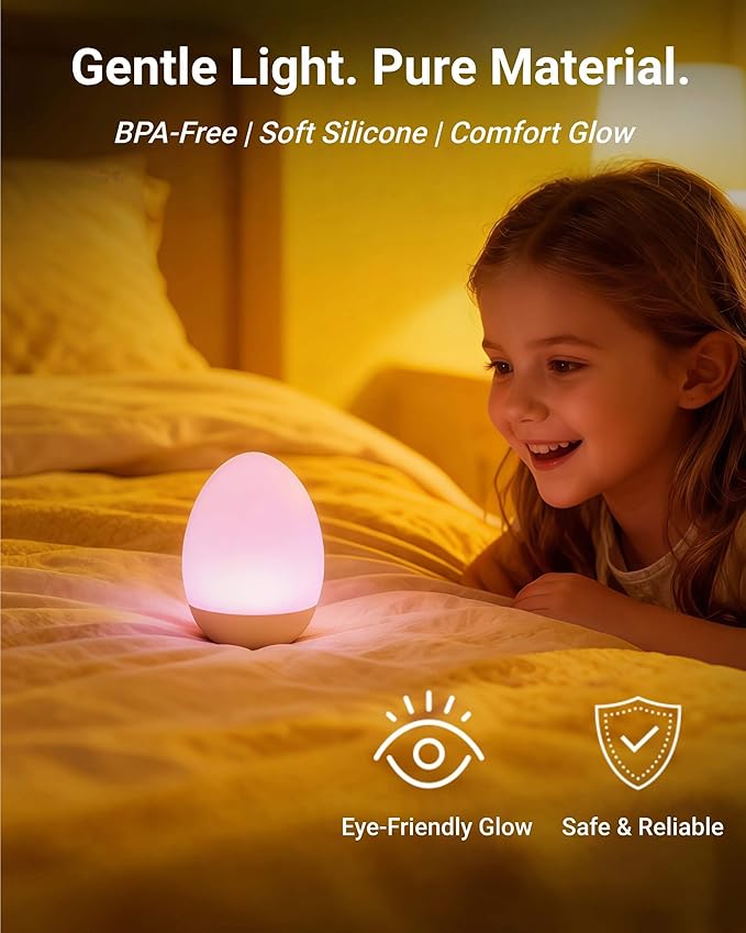 NAWIQI Egg Baby Night Light for Nursery & Breastfeeding – Portable Touch Light - Image 3