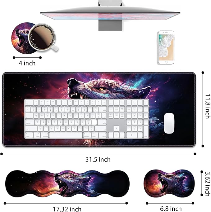 4 in 1 Ergonomic Keyboard Wrist Rest & Mouse Pad Wrist Rest Set, Large XXL - Image 2