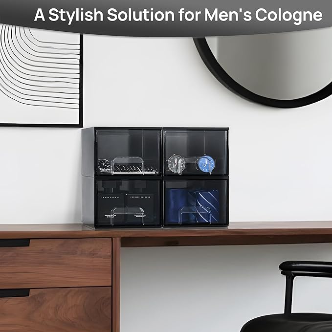 Vtopmart Black Small Stackable Storage Drawers, Cologne Organizer - Image 3