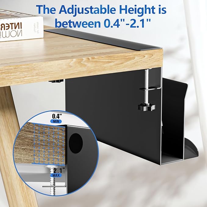 Litwaro Desk Side Storage Organizer, No Drill Laptop Holder Clamp on Desk Shelf - Image 3
