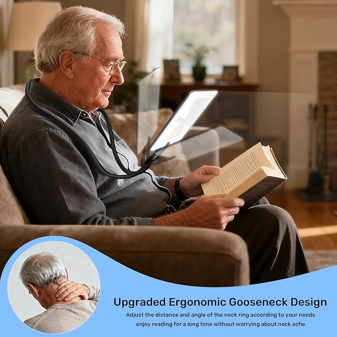 5X Neck Magnifying Glass with Light, Magnifier with Light Hands Free, Full Book - Image 3