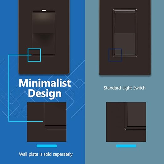 LIDER Minimalist Design Matte Finish Lighted Decorator Switch, Frameless Paddle - Image 4