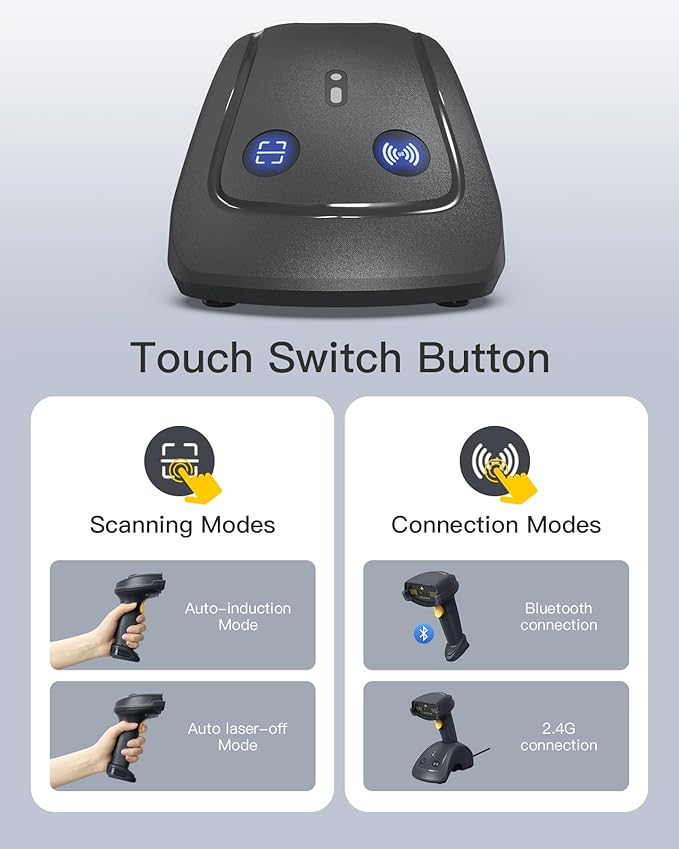 Inateck Wireless Barcode Scanner, 1D/2D QR Code Scanner - Image 4