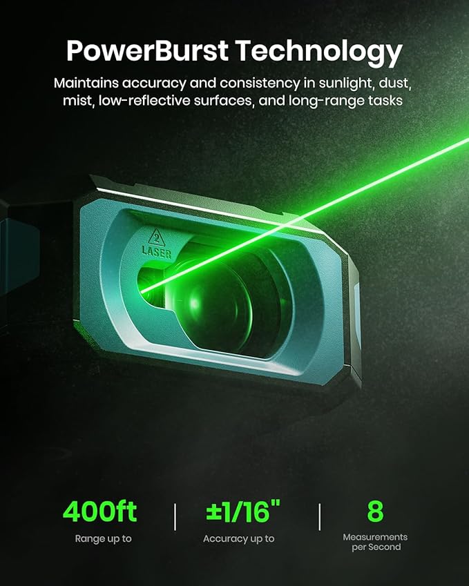 MILESEEY S50 Green-Beam Laser Distance Measure - 400ft Laser Measure - Image 3