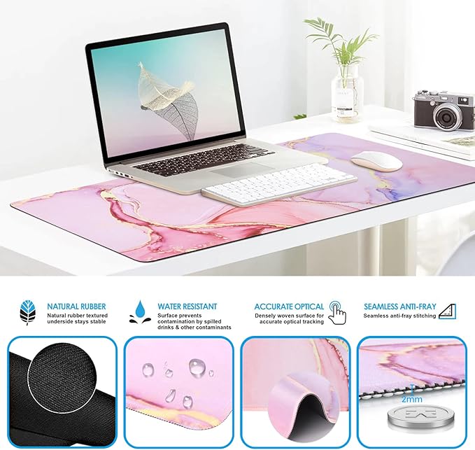 iCasso Desk Mat, Gaming Mouse Pad Wrist Support Set, 4in1 XXL Large Mousepad + - Image 6