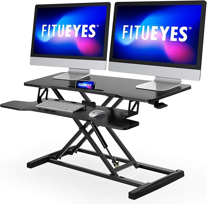 FITUEYES Height Adjustable Standing Desk 36” Wide Sit to Stand Converter Stand by FITUEYES