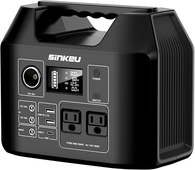 SinKeu Portable Power Station 80000mAh, 256Wh LiFePO4 Battery Backup, 300W AC by SinKeu