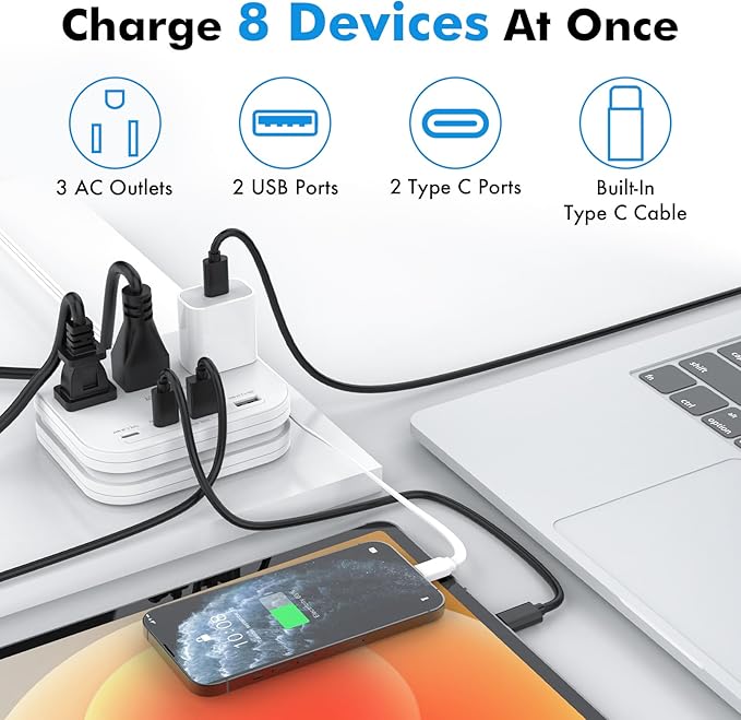 TRAVEL DEPOT Cruise Essentials Flat Plug Power Strip, Durable 5 ft Extension - Image 3