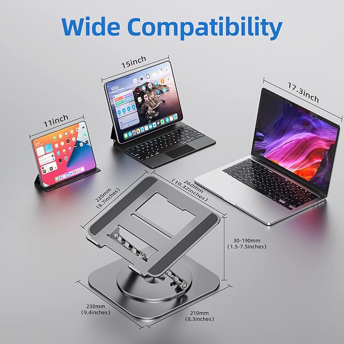 MCHOSE Laptop Stand with 360° Rotating Base, Foldable Adjustable Computer Holder - Image 4