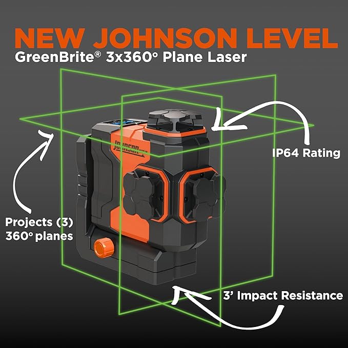 Johnson Level & Tool JLN300-GN3360 Laser Level, Self Leveling, 3x360° Plane - Image 2