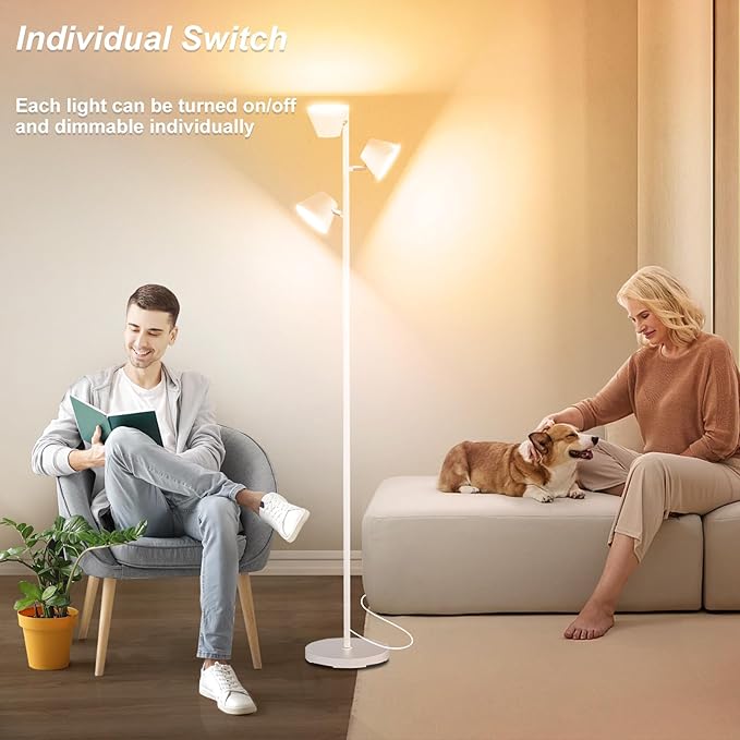 Pesken White 42W Tree Floor Lamp, Super Bright LED Standing Lamp - Image 3