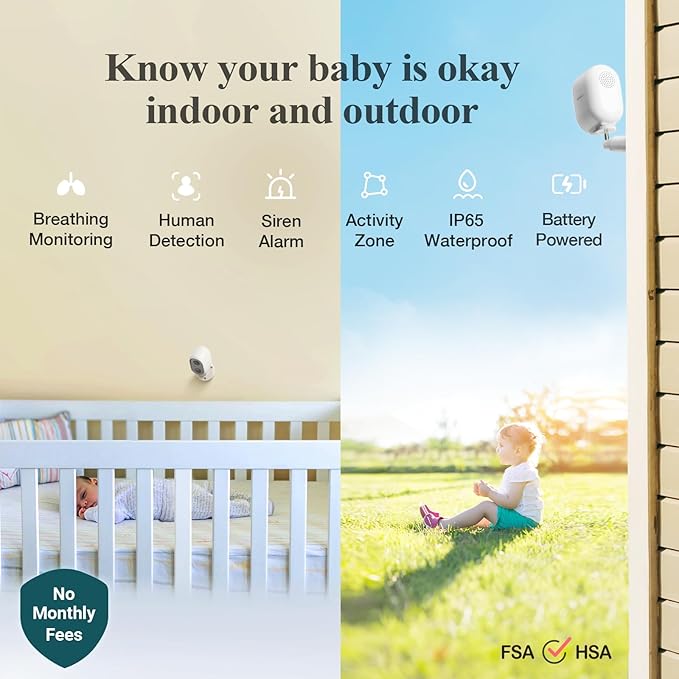 Sense-U Battery Baby Monitor Smart Security Camera, Indoor/Outdoor Use - Image 2